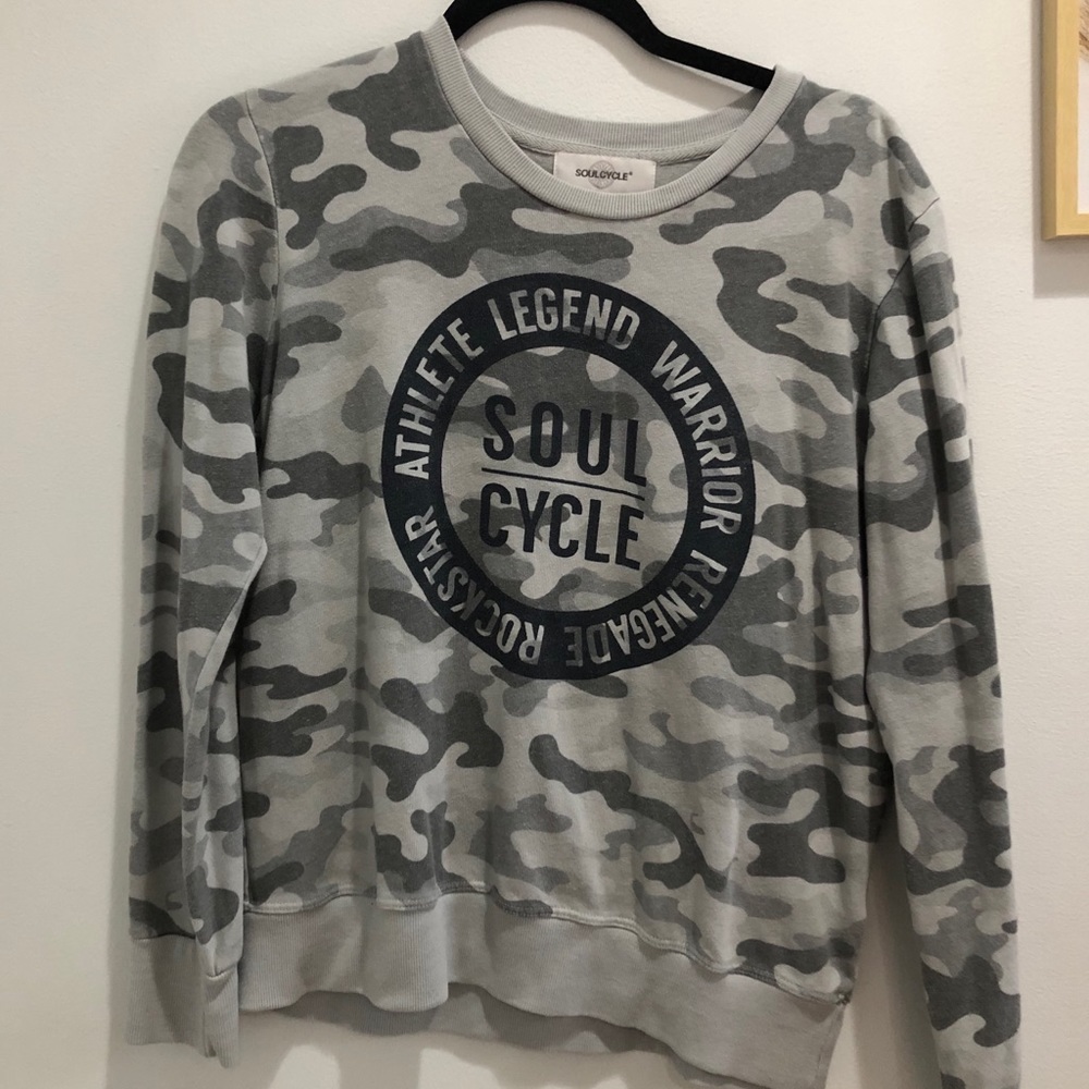 Soulcycle camo sweatshirt